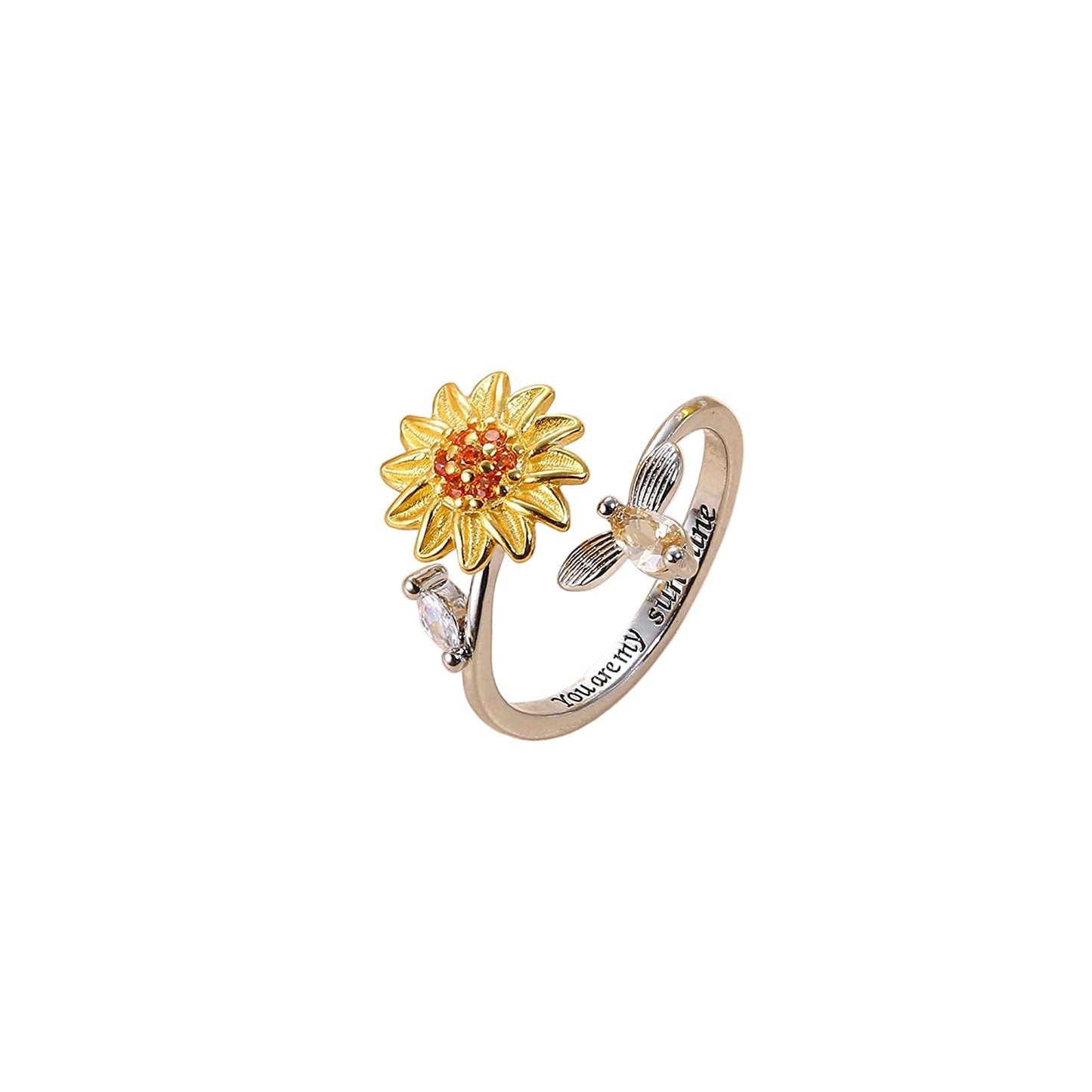 Jewelance elegante verstelbare draaiende Zonnebloem Ring