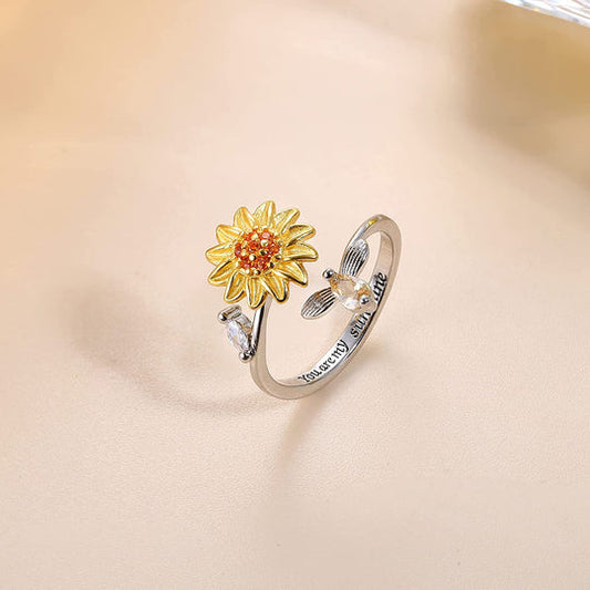 Jewelance elegante verstelbare draaiende Zonnebloem Ring